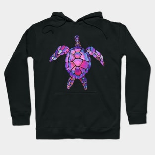 Pink Sea Turtles and Friends on Navy Blue Backgroud Hoodie